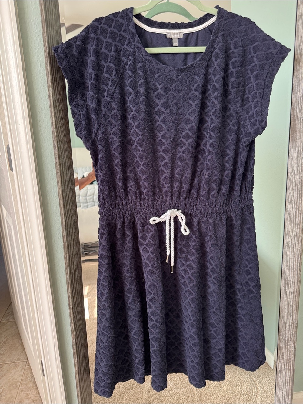 Talbots Navy Textured Tie-Waist Dress
